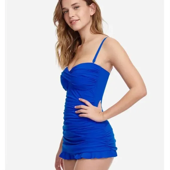 Gottex Profile Size 6 Bandeau Swim Dress One Piece Swimsuit NEW Blue - Picture 3 of 14